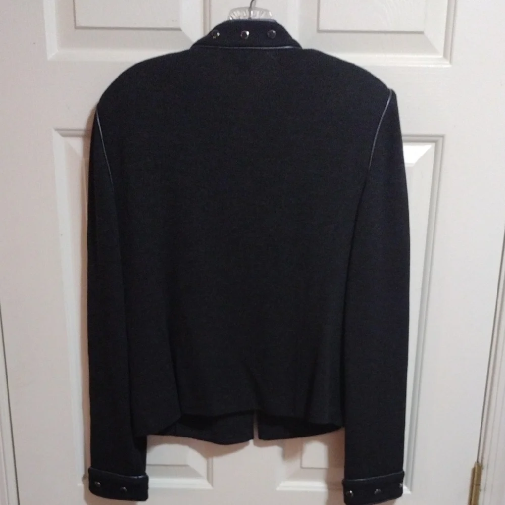 ST. John Collection By Marie Gray Vintage Santana Knit Blazer Charcoal Size 10 - Picture 8 of 12